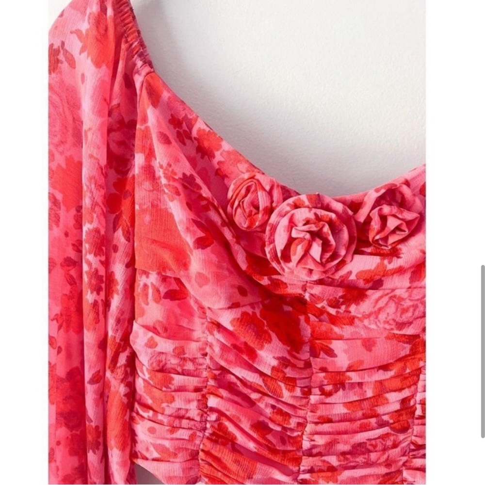 NWOT Free People Oh Lala Top, Pink & Roses - Picture 7 of 7